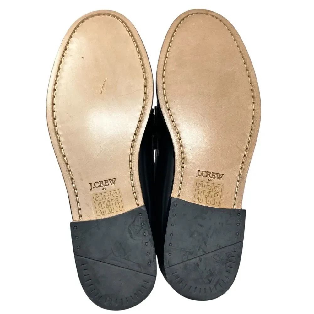 J Crew Penny Loafers Mens 9 Black Leather Sole Business Preppy Luxury Shoes